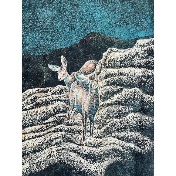 Vtg Fringe Beaded Grand Canyon Acid Wash Teal Shirt Large Elk Single Stitch 90s - Picture 11 of 13